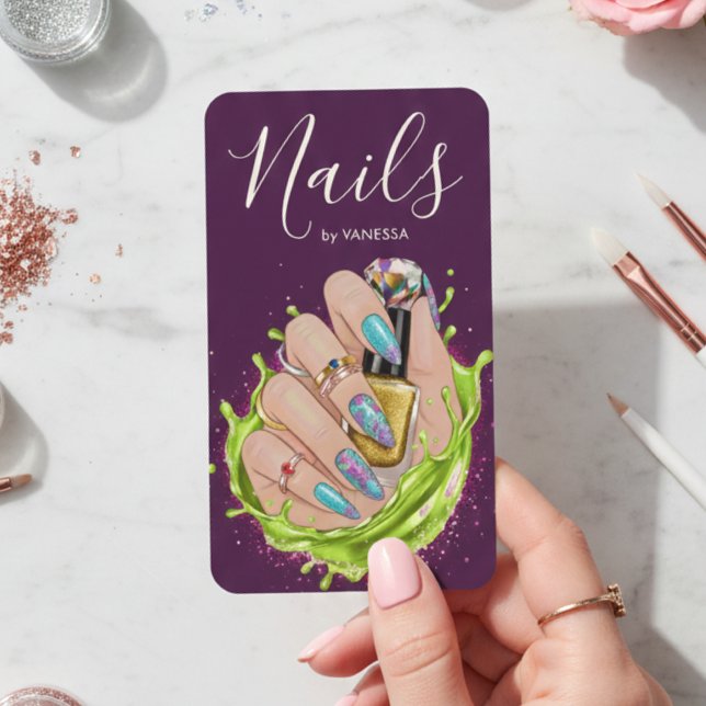 Tarjeta De Visita Modern Nail Art Studio Stylish Manicurist Artist (Subido por el creador)