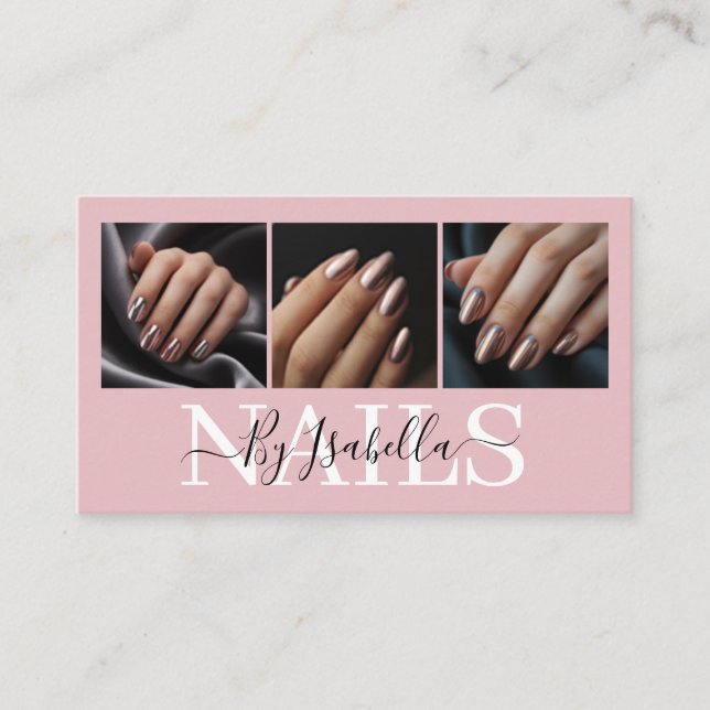 Tarjeta De Visita Modern Nail Artist Photo Typography (Anverso)