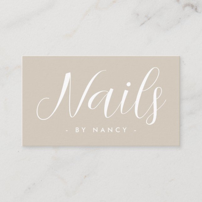 Tarjeta De Visita Modern Nail Salon Typography Script  (Anverso)