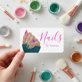 Tarjeta De Visita Modern Nail Technician Branding Nail Artist Chic