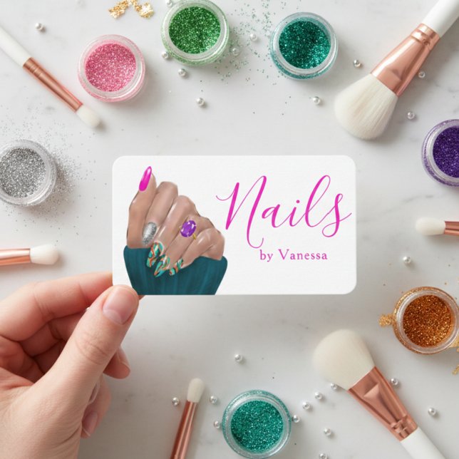 Tarjeta De Visita Modern Nail Technician Branding Nail Artist Chic (Subido por el creador)
