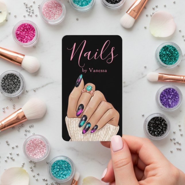 Tarjeta De Visita Modern Nail Technician Nails Art Salon Qr Code (Subido por el creador)