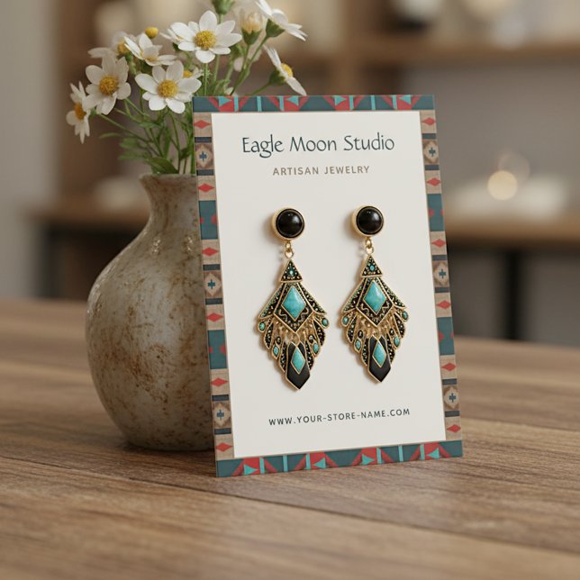 Tarjeta De Visita Modern Native Tribal Earring Jewelry Display Card (Subido por el creador)