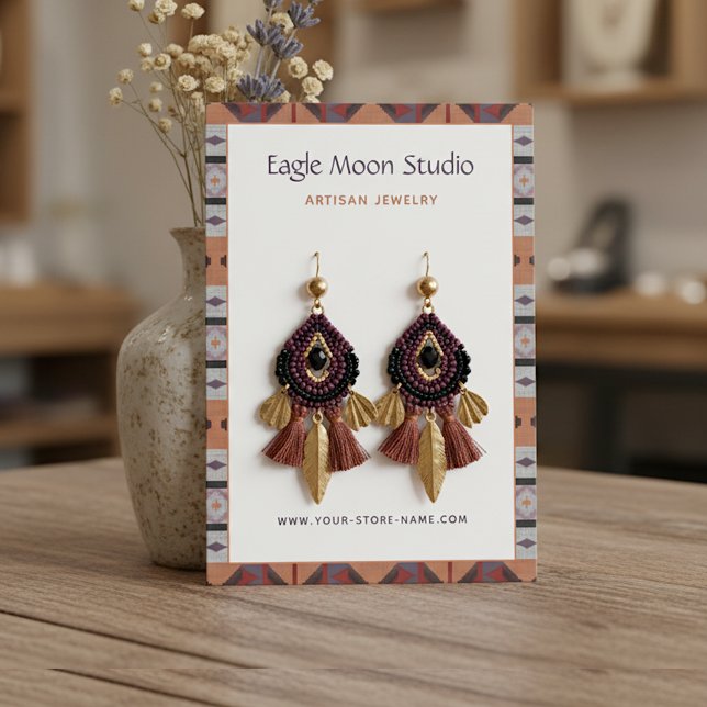 Tarjeta De Visita Modern Native Tribal Earring Jewelry Display Card (Subido por el creador)