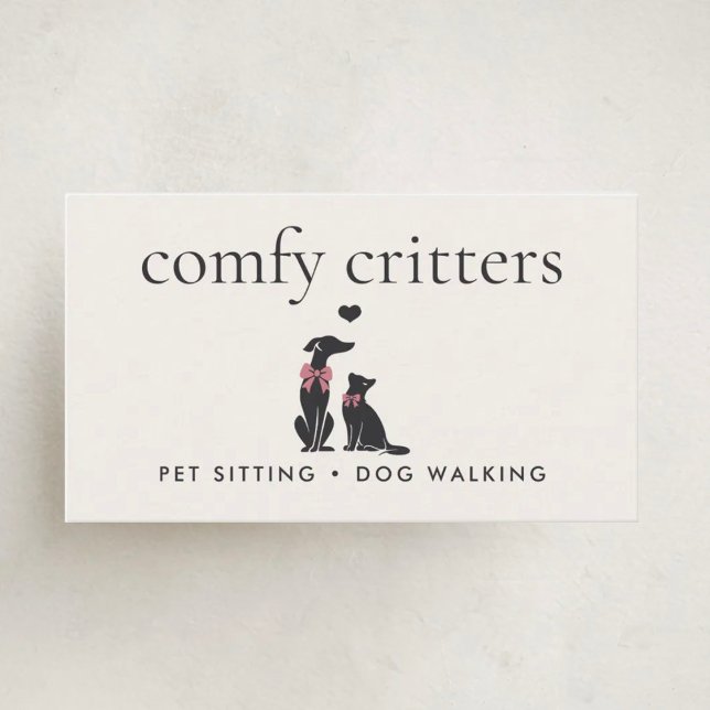 Tarjeta De Visita Modern Neutral Pet Sitter Dog Walker | Editable (Subido por el creador)