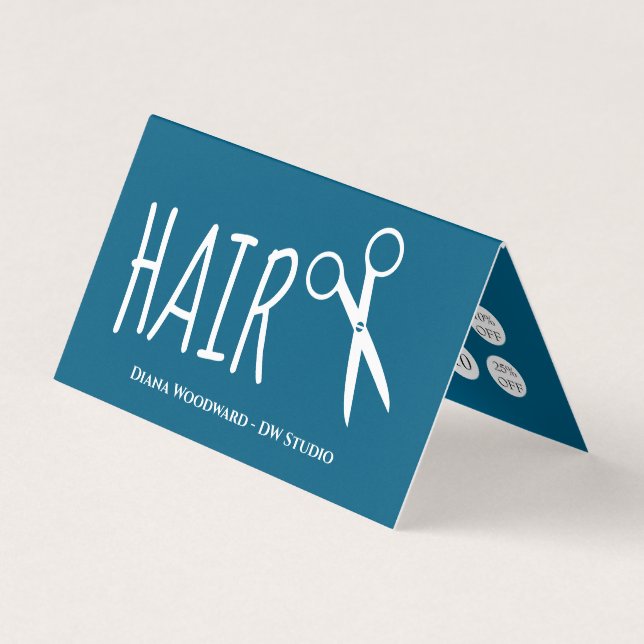 Tarjeta De Visita Modern Ocean Blue Hairdressers Loyalty (Anverso)
