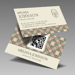 Tarjeta De Visita Modern Organic Botanical QR Code Business Card