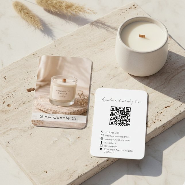 Tarjeta De Visita Modern Organic Handmade Candle QR Code  (Subido por el creador)