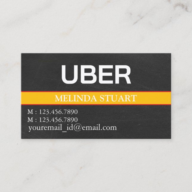 Tarjeta De Visita Modern Personalized Uber Driver  (Anverso)