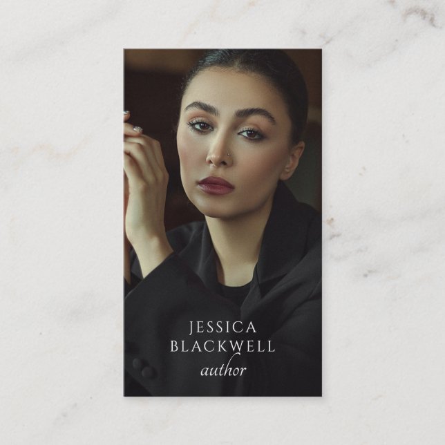 Tarjeta De Visita Modern Photo Author Writer Business Card (Anverso)