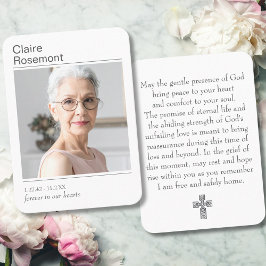 Tarjeta De Visita Modern Photo Funeral Prayer Card With Cross