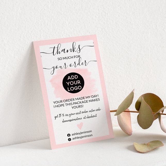 Tarjeta De Visita Modern pink brushstroke logo border thank you (Subido por el creador)