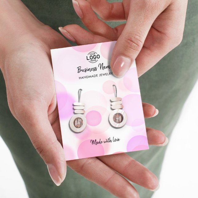 Tarjeta De Visita Modern Pink Bubbles White Earrings Display Card (Subido por el creador)