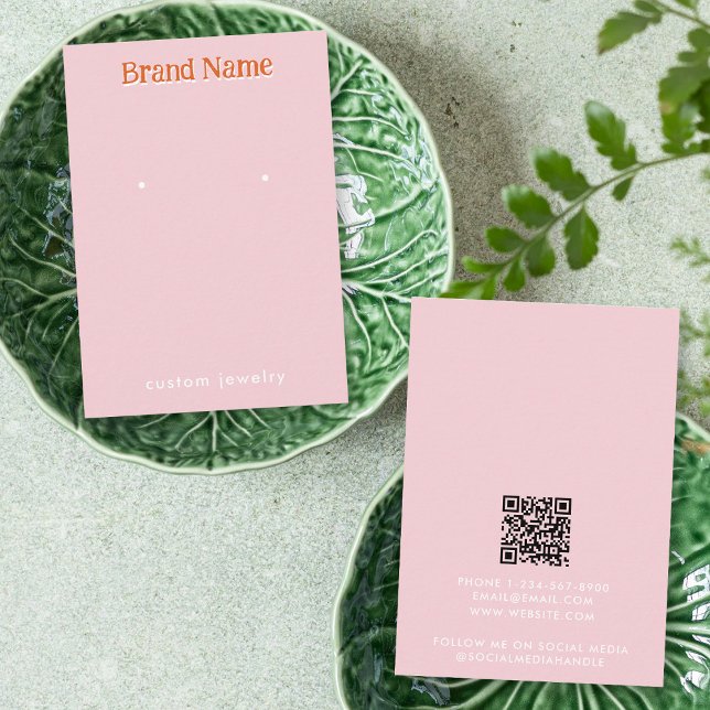 Tarjeta De Visita Modern Pink Orange Earrings Jewelry Display Card (Modern Pink Orange Earrings Jewelry Display Card)