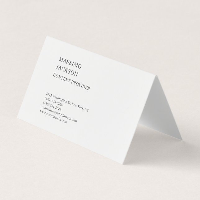Tarjeta De Visita Modern Plain Simple Black White Minimalist  (Anverso)