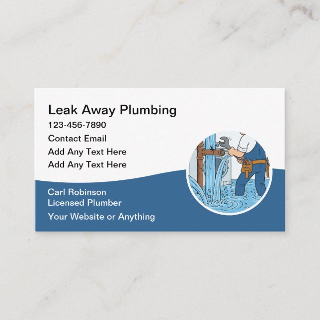 Tarjeta De Visita Modern Plumbing Plumber Service Business Cards (Anverso)