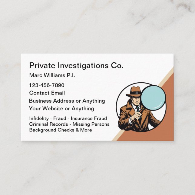 Tarjeta De Visita Modern Private Investigator Theme (Anverso)