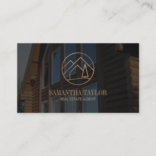 Tarjeta De Visita Modern Profesional Realtor Mountain Realty QRCode (Anverso)