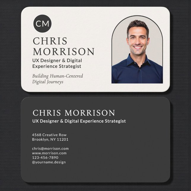 Tarjeta De Visita Modern Professional Black Photo Monogram (Subido por el creador)