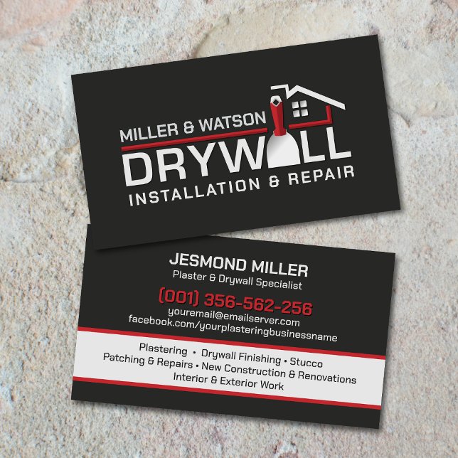 Tarjeta De Visita Modern Professional Drywall Plastering Services  (Subido por el creador)