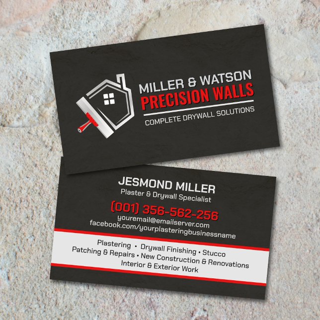 Tarjeta De Visita Modern Professional Drywall Plastering Services  (Subido por el creador)
