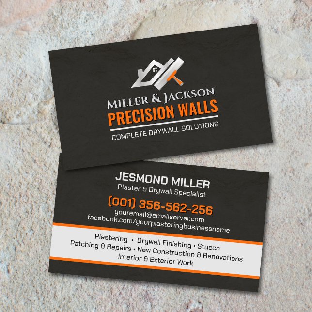 Tarjeta De Visita Modern Professional Drywall Plastering Services  (Subido por el creador)