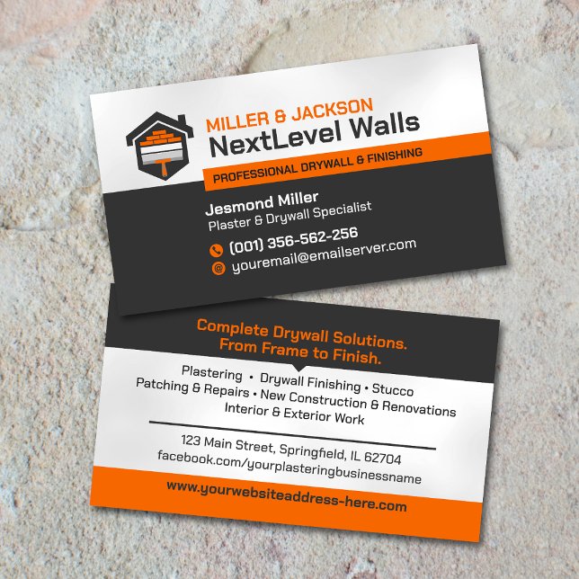 Tarjeta De Visita Modern Professional Drywall Plastering Services  (Subido por el creador)