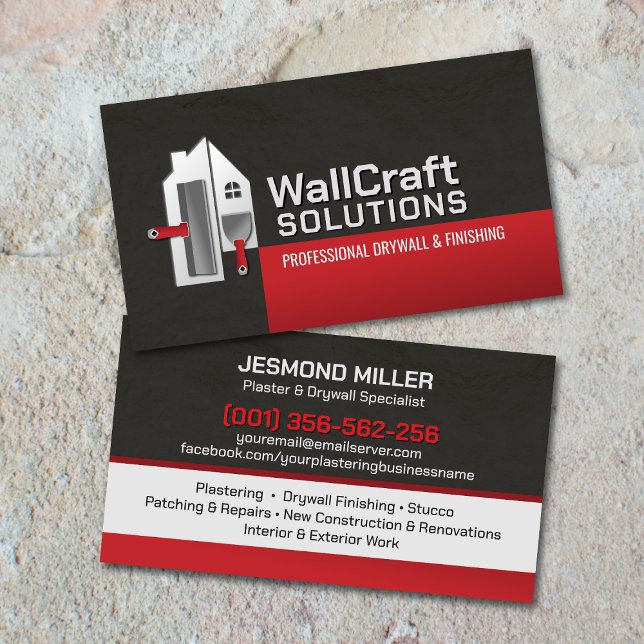 Tarjeta De Visita Modern Professional Drywall Plastering Services  (Subido por el creador)