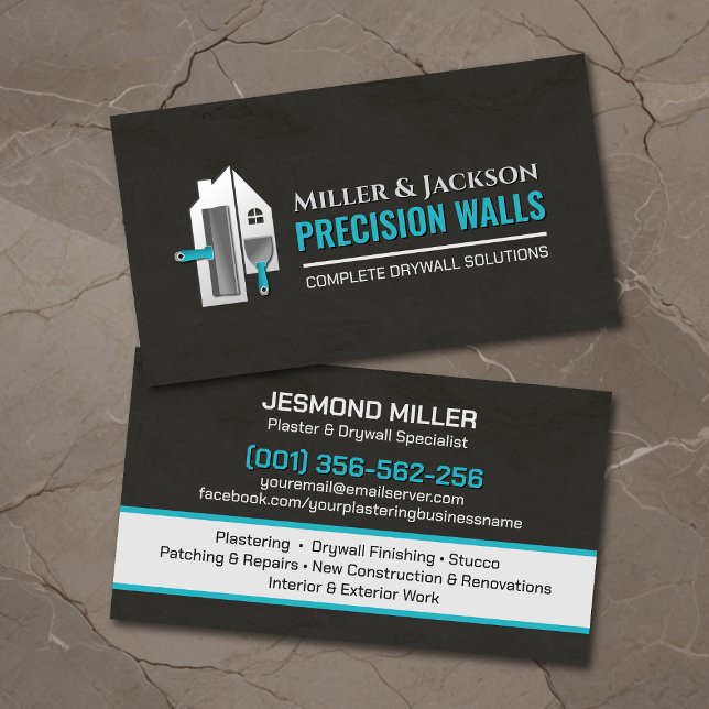Tarjeta De Visita Modern Professional Drywall Plastering Services  (Subido por el creador)