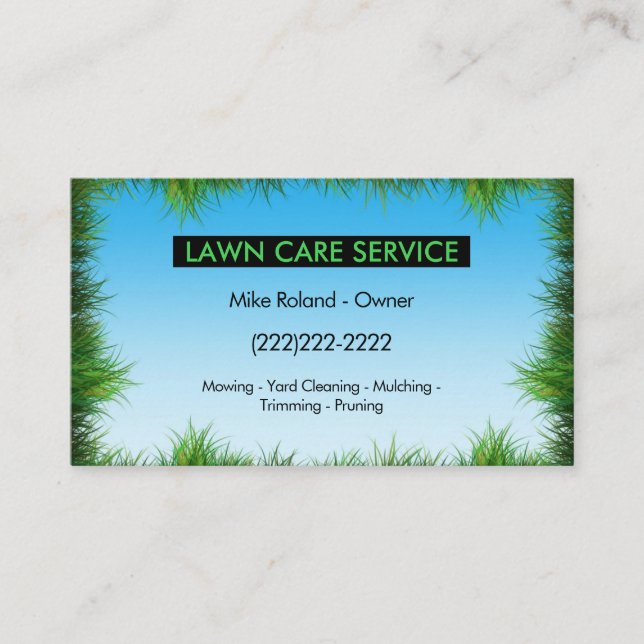 Tarjeta De Visita Modern Professional Lawn Care Gardener Services (Anverso)