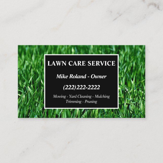 Tarjeta De Visita Modern Professional Lawn Care Gardener Services Bu (Anverso)