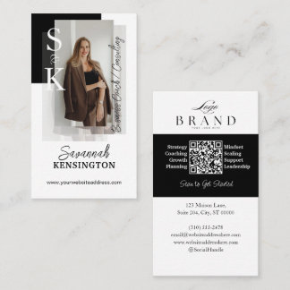 Tarjeta De Visita Modern Professional Photo Monogram & Logo QR Code