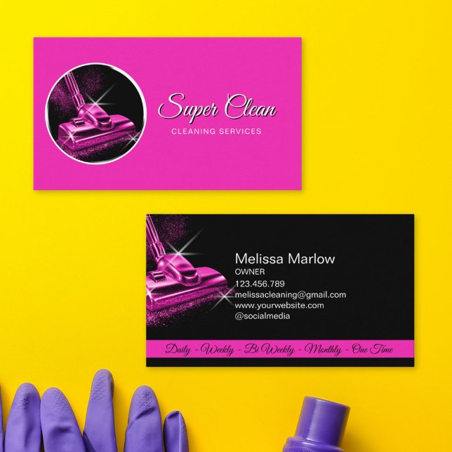 Tarjeta De Visita Modern Professional Pink House Cleaning Service (Subido por el creador)