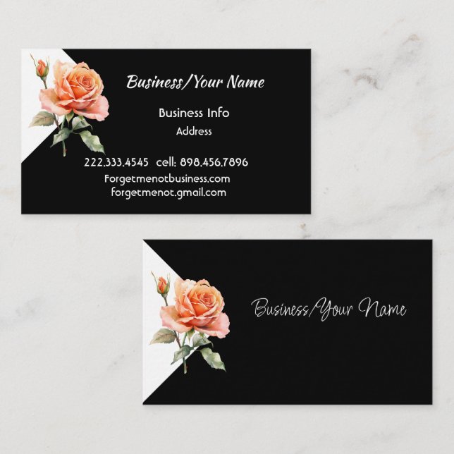 Tarjeta De Visita Modern Professional Rose Garden Flower (Anverso / Reverso)