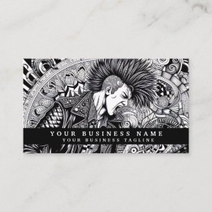 Tarjeta De Visita Modern Punk Rock Mohawk Enojado