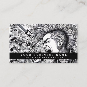 Tarjeta De Visita Modern Punk Rock Mohawk Enojado