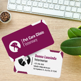 Tarjeta De Visita Modern Purple Vet Clinic Business Card for Pet Car
