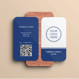 Tarjeta De Visita Modern QR Code Logo Blue Business Card
