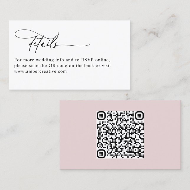 Tarjeta De Visita Modern QR Code Minimalist Wedding Enclosure Card (Anverso / Reverso)