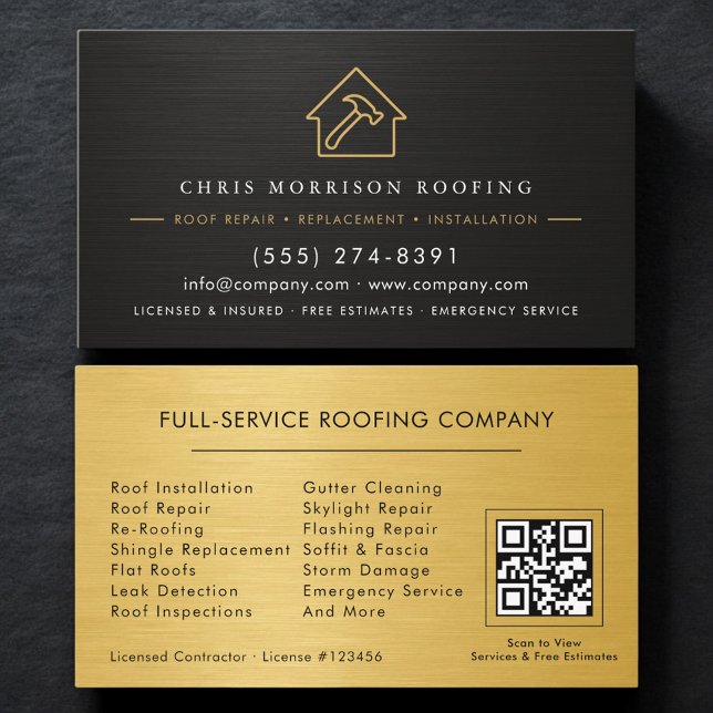 Tarjeta De Visita Modern QR Code Roofing Roofer Service  (Subido por el creador)