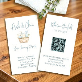Tarjeta De Visita Modern QR Code Vertical House Cleaning Services
