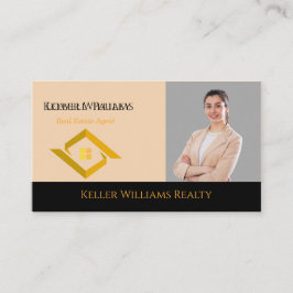 Tarjeta De Visita Modern Real Estate Black and gold custom logo 
