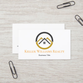 Tarjeta De Visita Modern Real Estate white and gold custom logo 