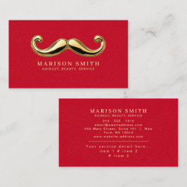 Tarjeta De Visita Modern Red & Gold Hair Stylist