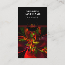 Tarjeta De Visita Modern Red Green Floral Abstract Art Pattern #05