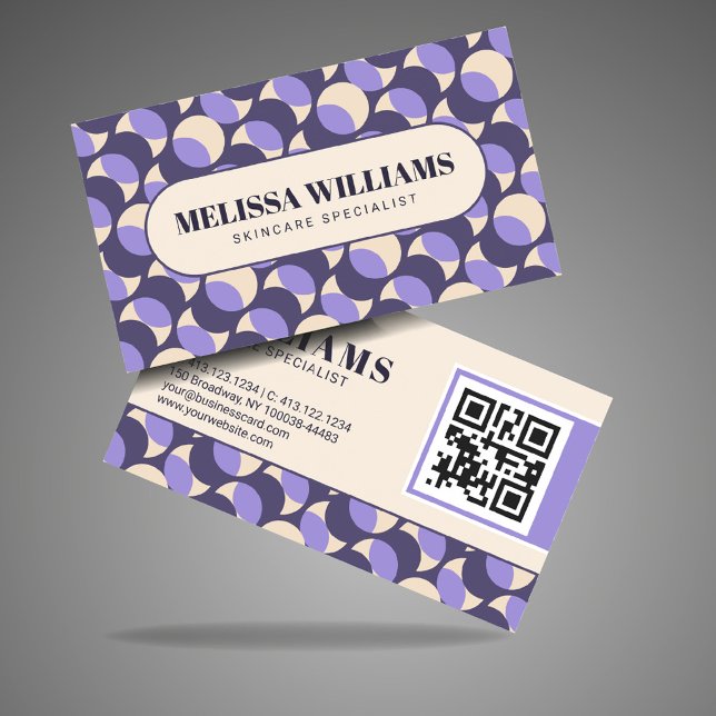 Tarjeta De Visita Modern Retro Lavender Geometric Business Card (Subido por el creador)