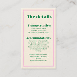 Tarjeta De Visita Modern Retro Striped  Wedding Information 