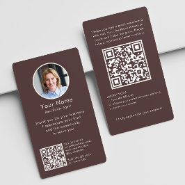 Tarjeta De Visita Modern Review Request with QR Code And Photo Boho