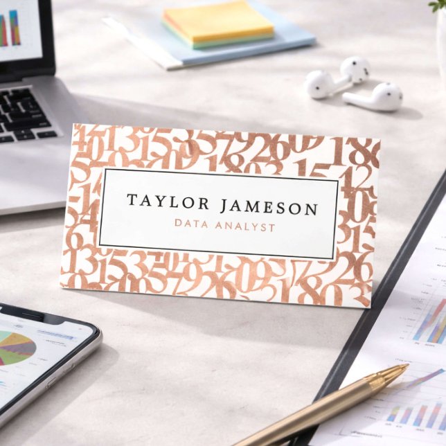 Tarjeta De Visita Modern Rose Gold Data Analyst (Subido por el creador)