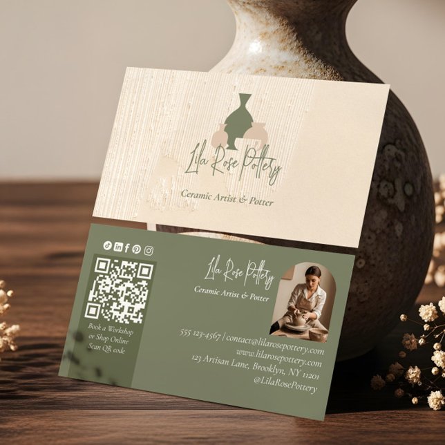 Tarjeta De Visita Modern Rustic Minimal Handmade Pottery Ceramic (Modern Rustic Minimal Handmade Pottery Ceramic Business Card)